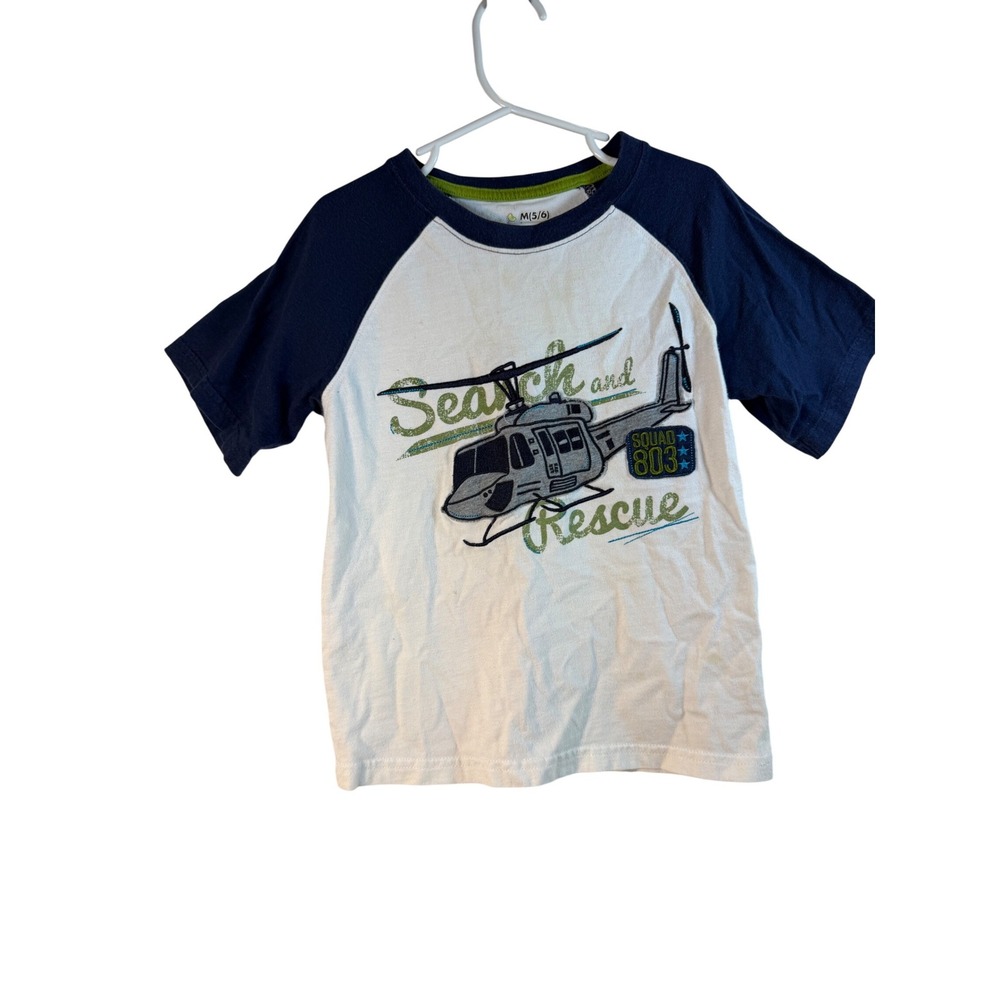 Jumping Beans Boys M 5/6 Search and Rescue Helicopter Raglan Graphic T-Shirt